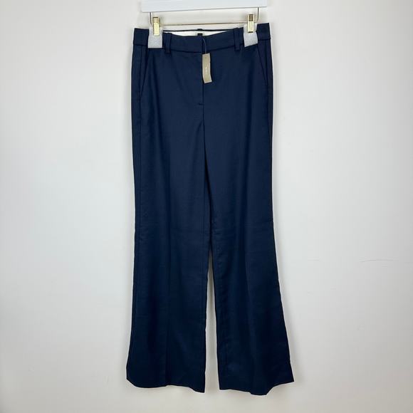 J.Crew Tall Carolina Flare Wide Leg Pant Stretch Linen Blend Navy US 6 T NWT - Picture 5 of 13